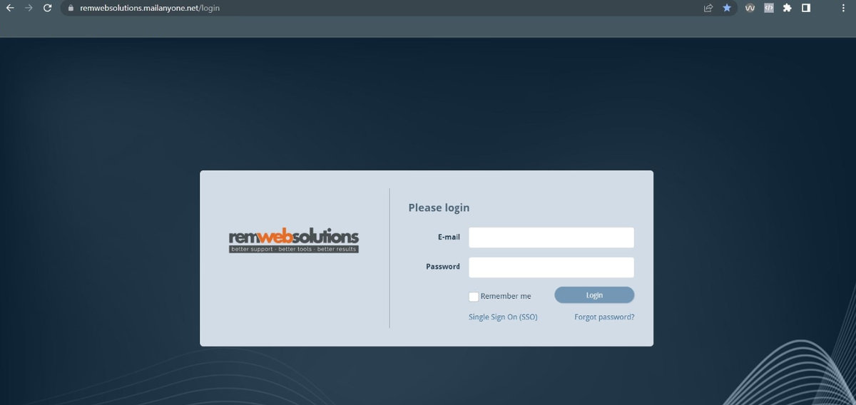 Screenshot of Fusemail Login page